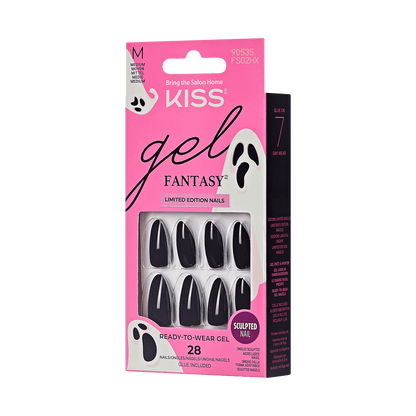 KISS Gel Fantasy Sculpted Halloween Nails - Black Skeletons