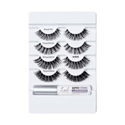 KISS Lash Couture Luxtension, False Eyelashes, Holiday Multipack - Clear, 14mm, 4 Pairs