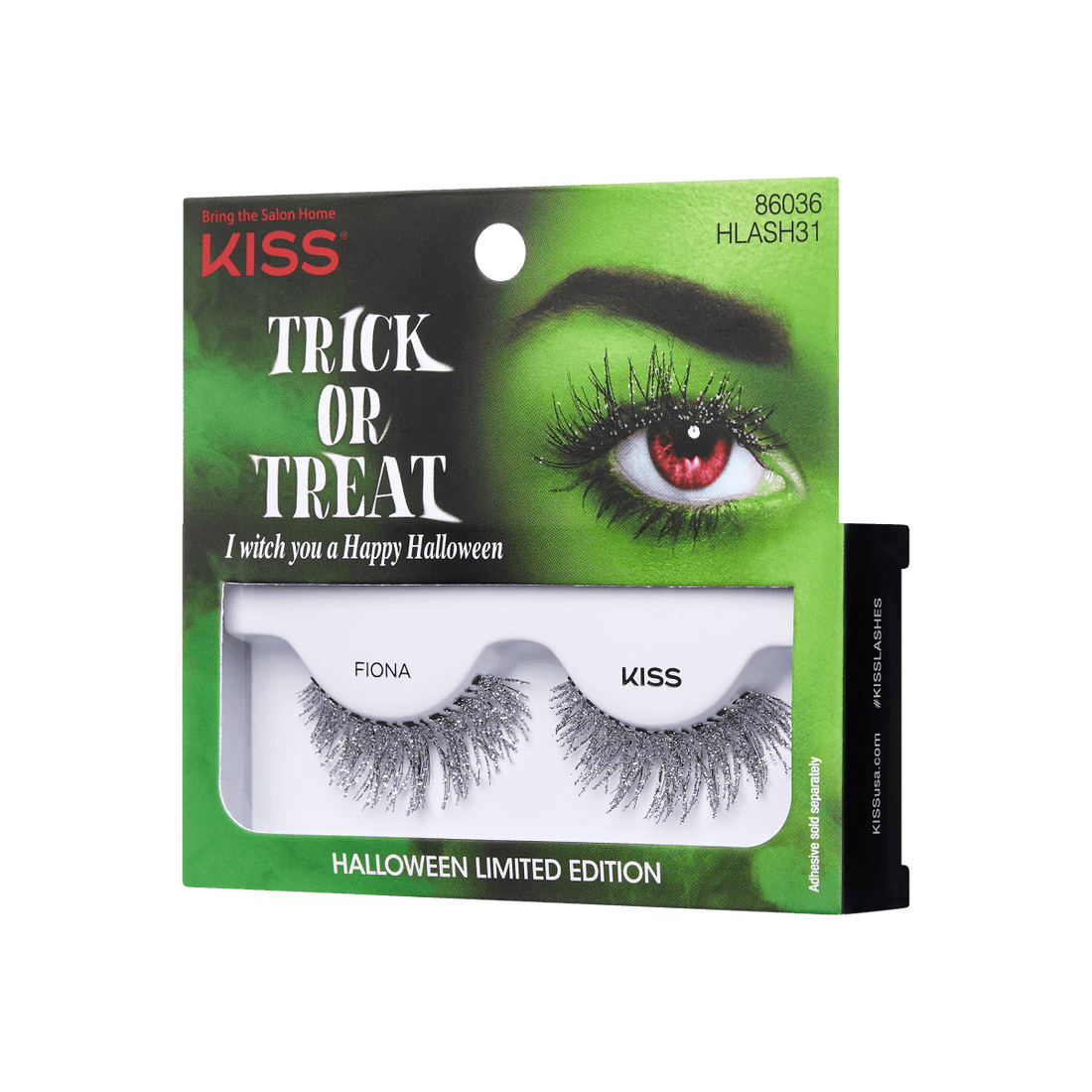 KISS Halloween False Eyelashes - Fiona (Silver Glitter)