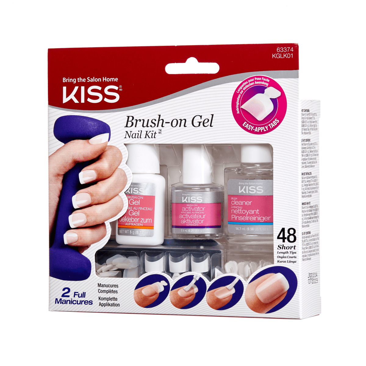 KISS Brush on Gel Nail Kit - White tips