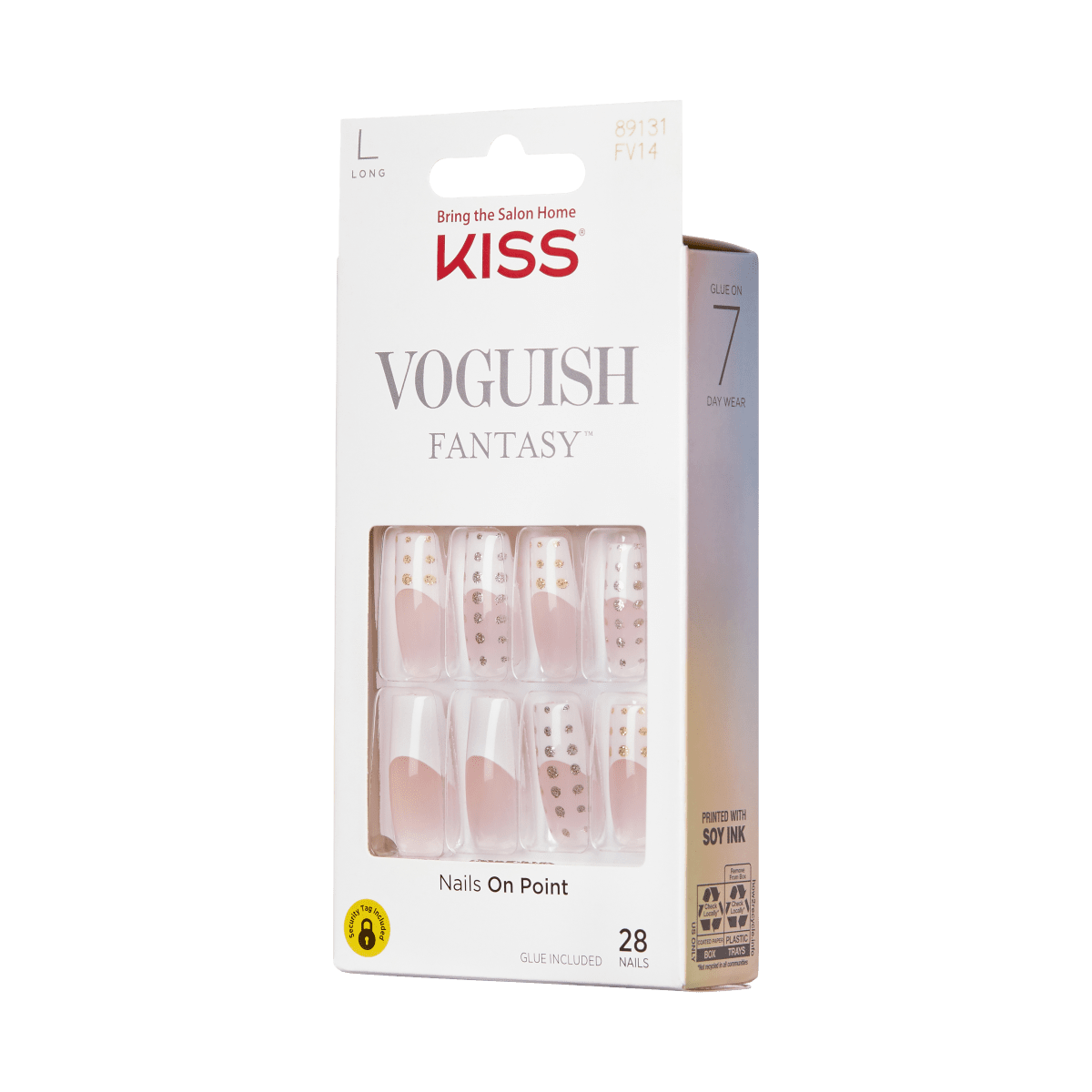 KISS Voguish Fantasy Press-On Nails, White, Long Length, Square Shaped ...