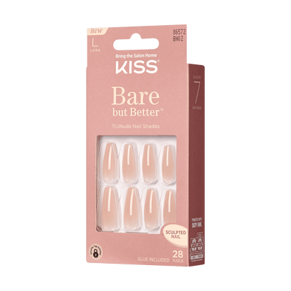 KISS Bare but Better Press On Glue Nails - Nude Drama