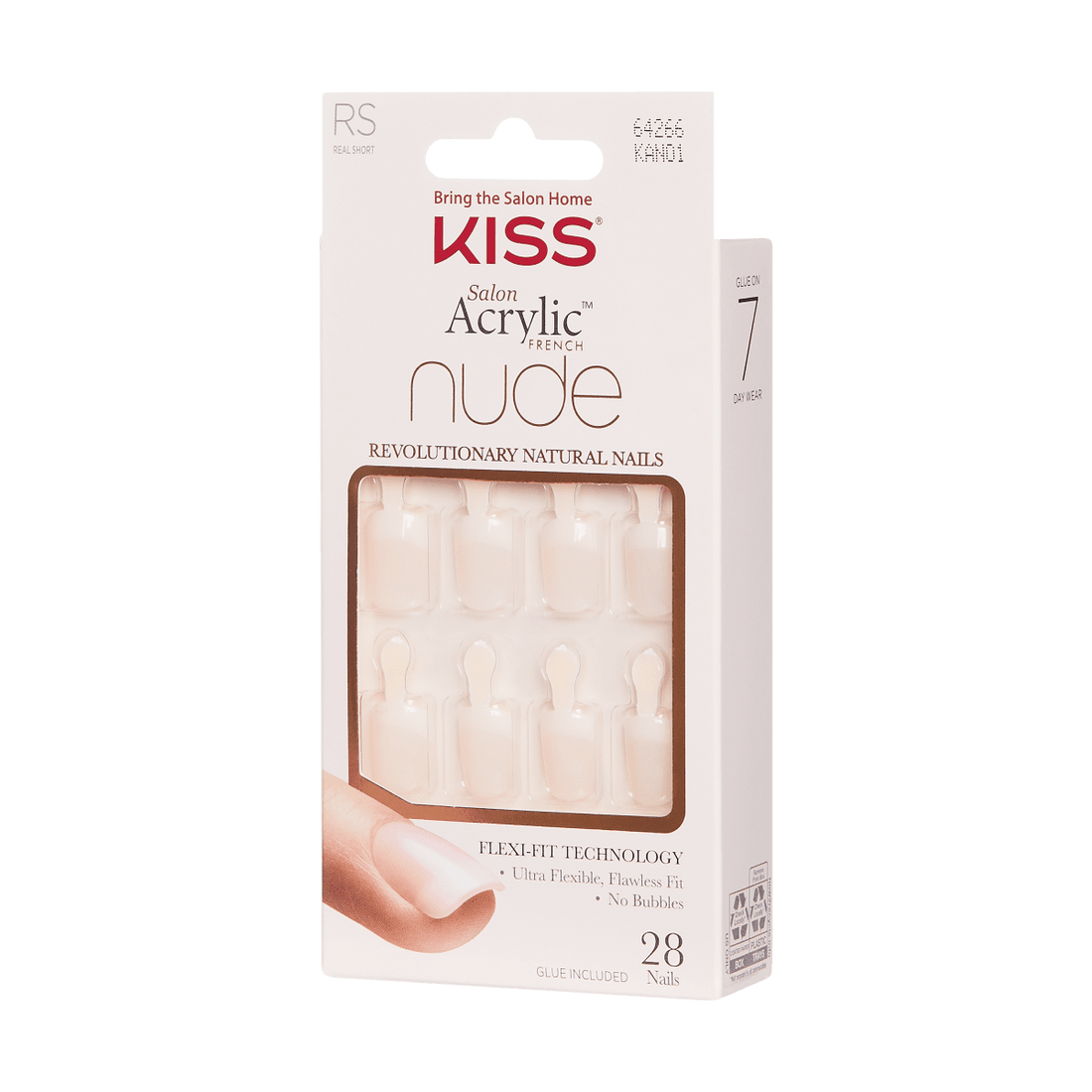 KISS Salon Acrylic, Press-On Nails, Breathtaking, Nude, Real Short Squoval, 28ct