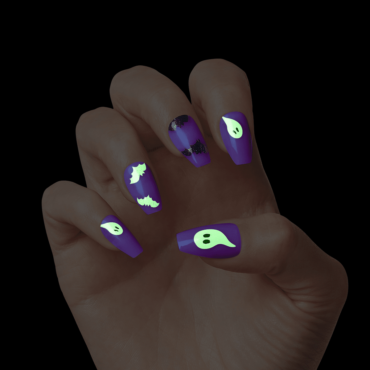 KISS Voguish Fantasy Glow-In-The-Dark Halloween Nails - Ghoul&