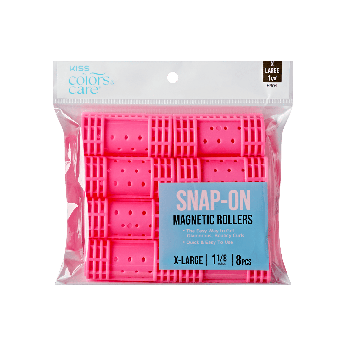 KISS Professional Snap-on Magnetic Roller - X-Large 8-pc. set- Pink