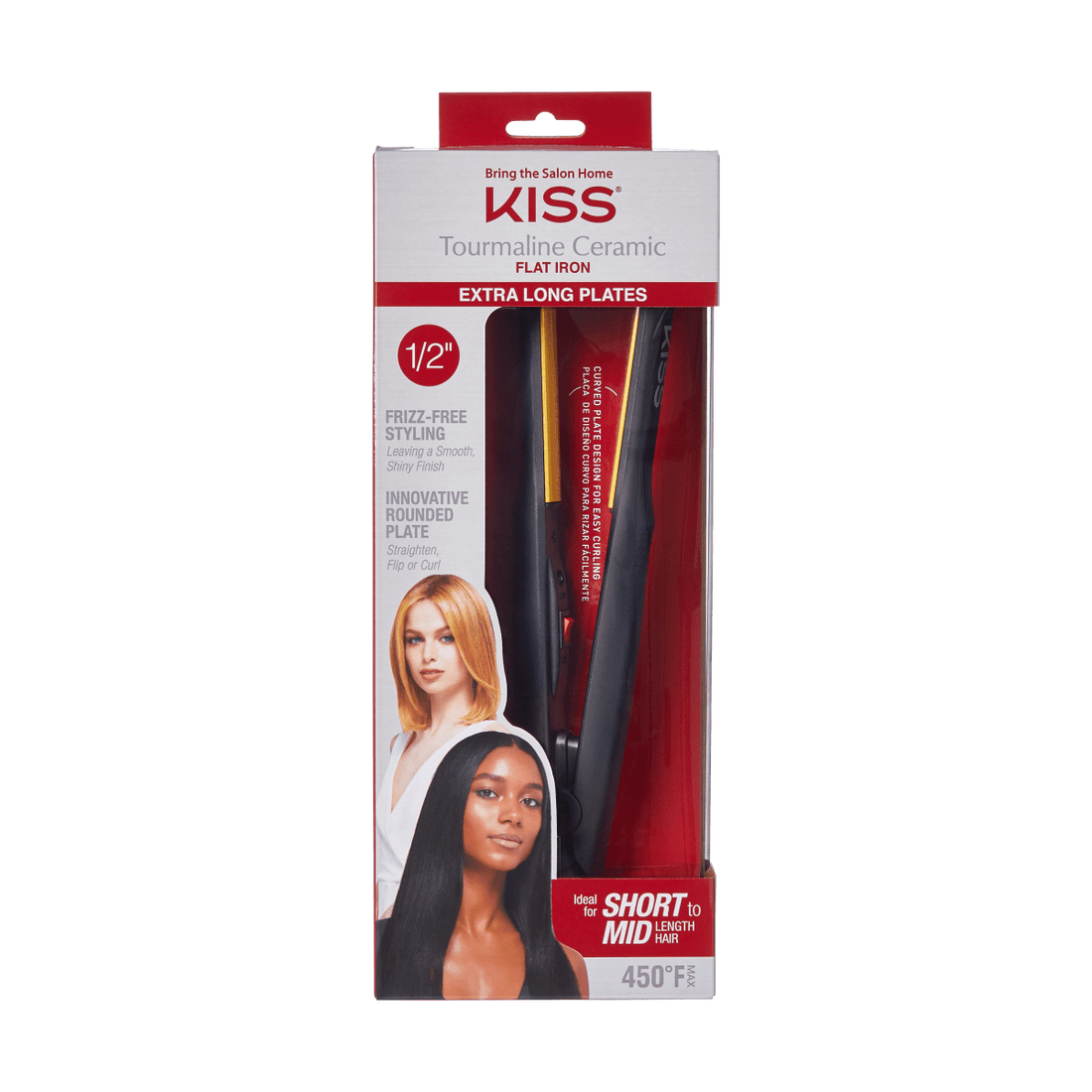 KISS Ceramic Tourmaline -  1/2&quot; Flat Iron