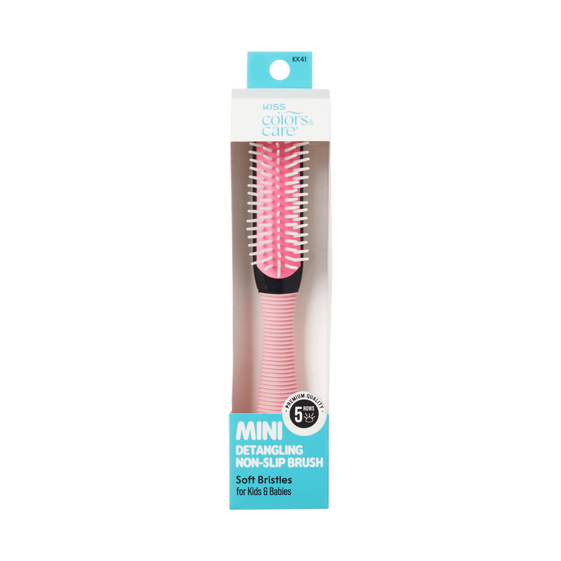 KISS Colors &amp; Care Mini Non-Slip Soft Bristle Detangling Brush - Pink