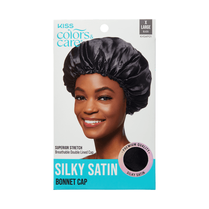 Silky Satin X-Large Bonnet Cap - Black