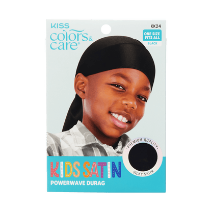 Power Wave- Kids Black Satin Durag One Size - Image 2