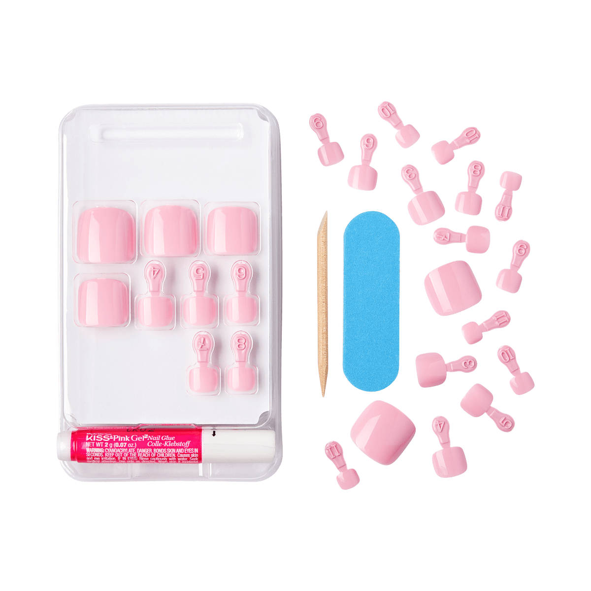KISS Salon Color Ready-To-Wear Press-On Toenails Pedicure Kit, Solid ...