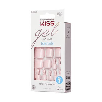 KISS Gel Fantasy, Press-On Nails, Try Everything, Pink, Short Square, 24ct