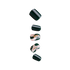 Set of five press-on nails in glossy dark green and nude with abstract dark green swirls and gold foil accents, shown on a white background.