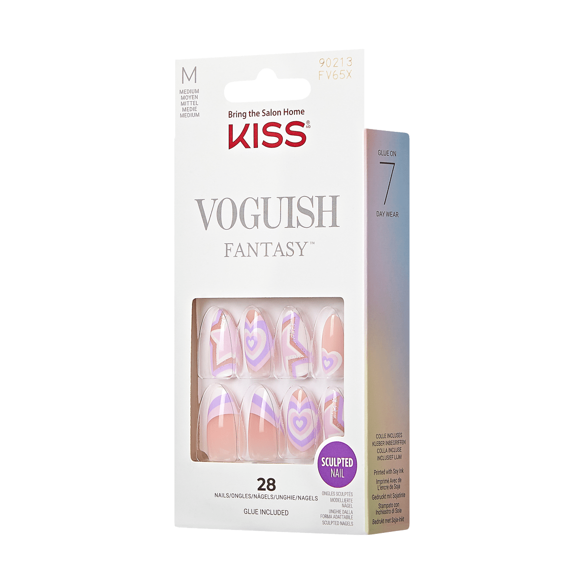 KISS Voguish Fantasy PressOn Nails, Purple & Pink, Medium Length