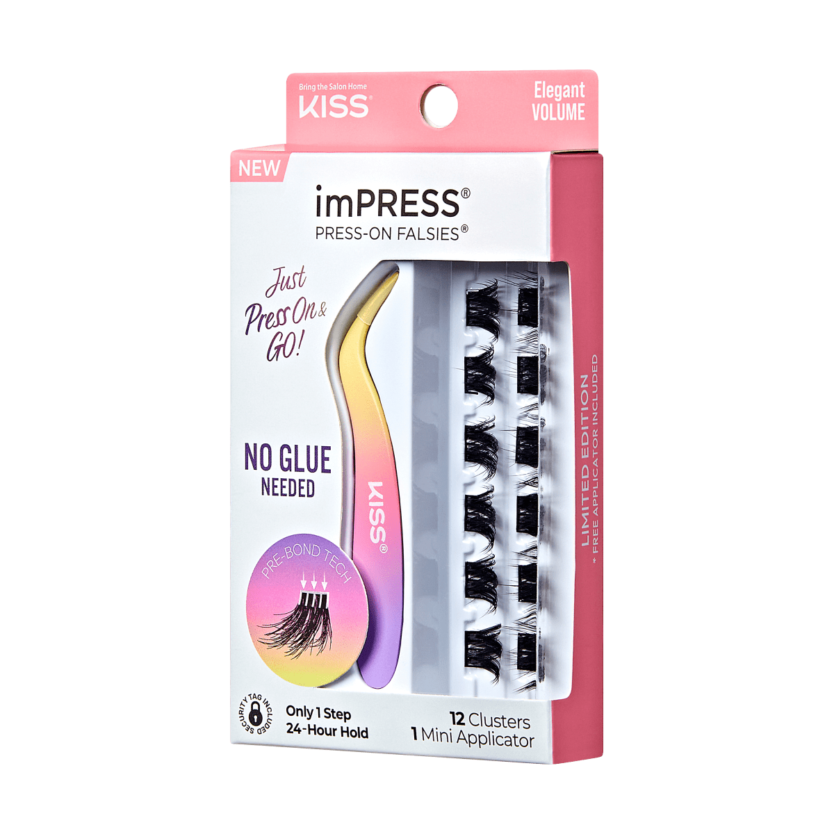 imPRESS Press-On Falsies Minipack, 12 Clusters + Applicator - Elegant