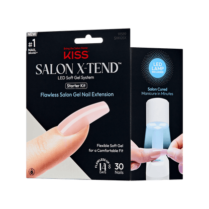 KISS Salon X-tend, Press-On Nails, Lux, Pink, Long Squoval, 30ct