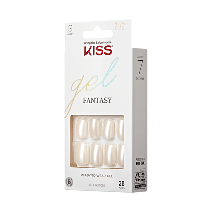 KISS Gel Fantasy, Press-On Nails, Sick of Love, White, Short Square, 28ct