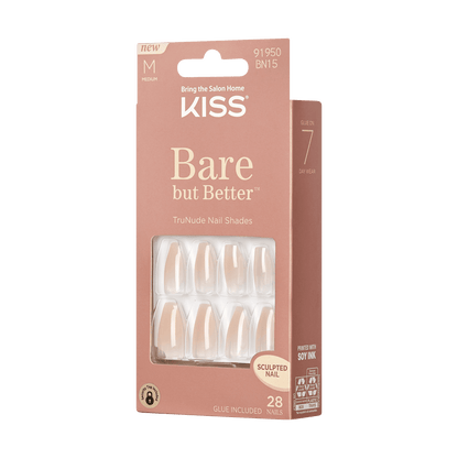 KISS Bare but Better, Press-On Nails, Embrace It, Beige, Med Coffin, 28ct