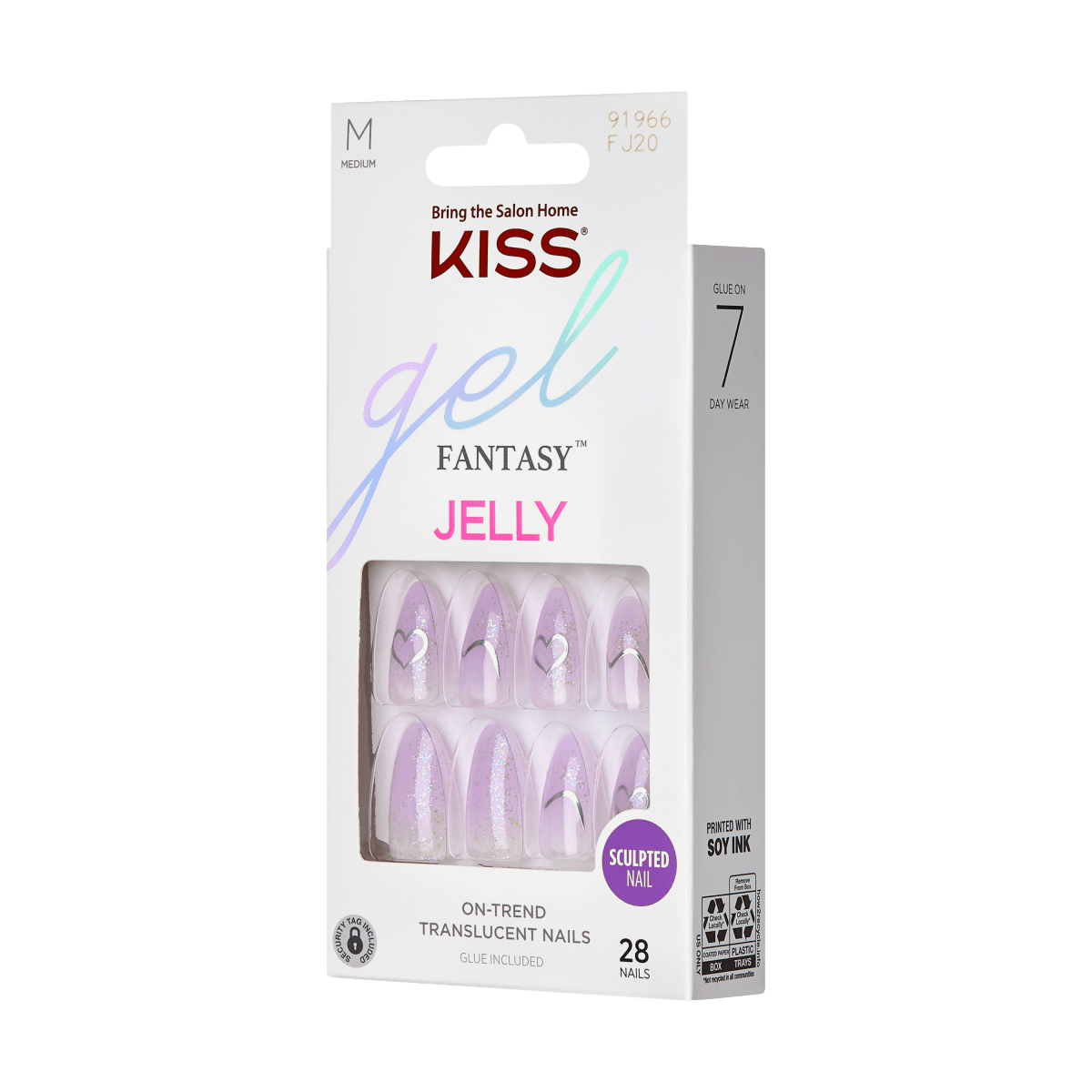 KISS Gel Fantasy, Press-On Nails, One Day Jelly, Purple, Med Almond, 2 ...