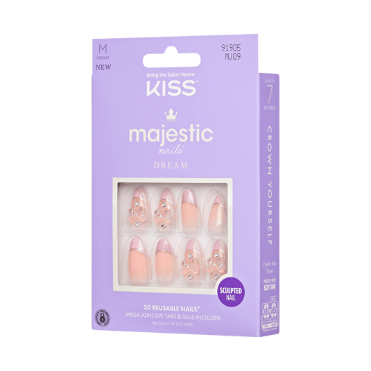 KISS Majestic, Press-On Nails, Maestro, Pink, Med Almond, 30ct – KISS USA
