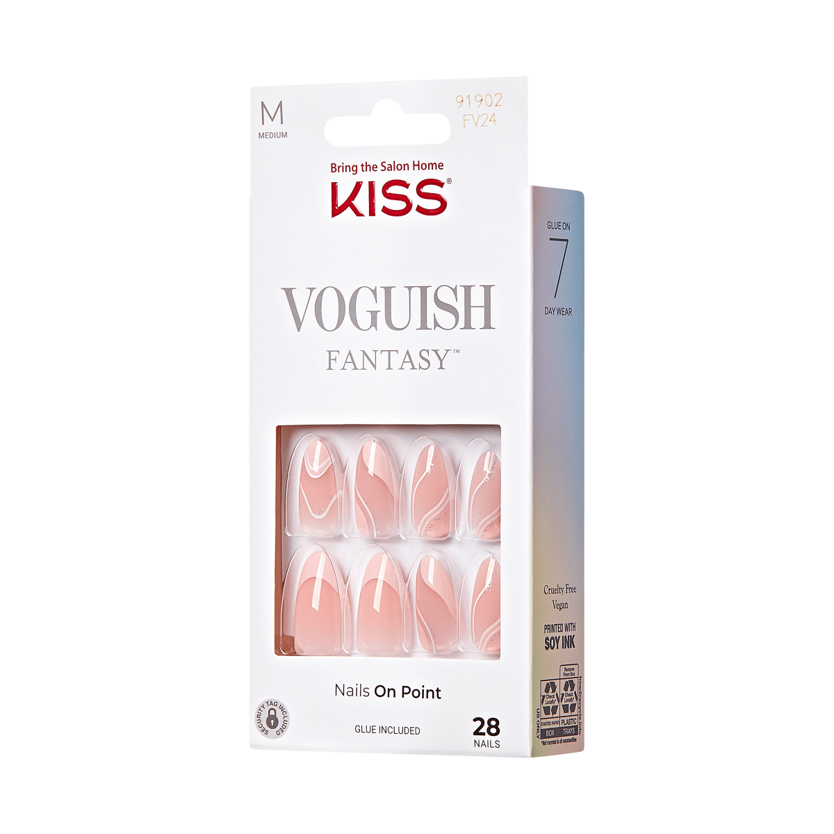 KISS Voguish Fantasy Press-On Nails, ‘Underwater’, Pink, Medium, Almond ...