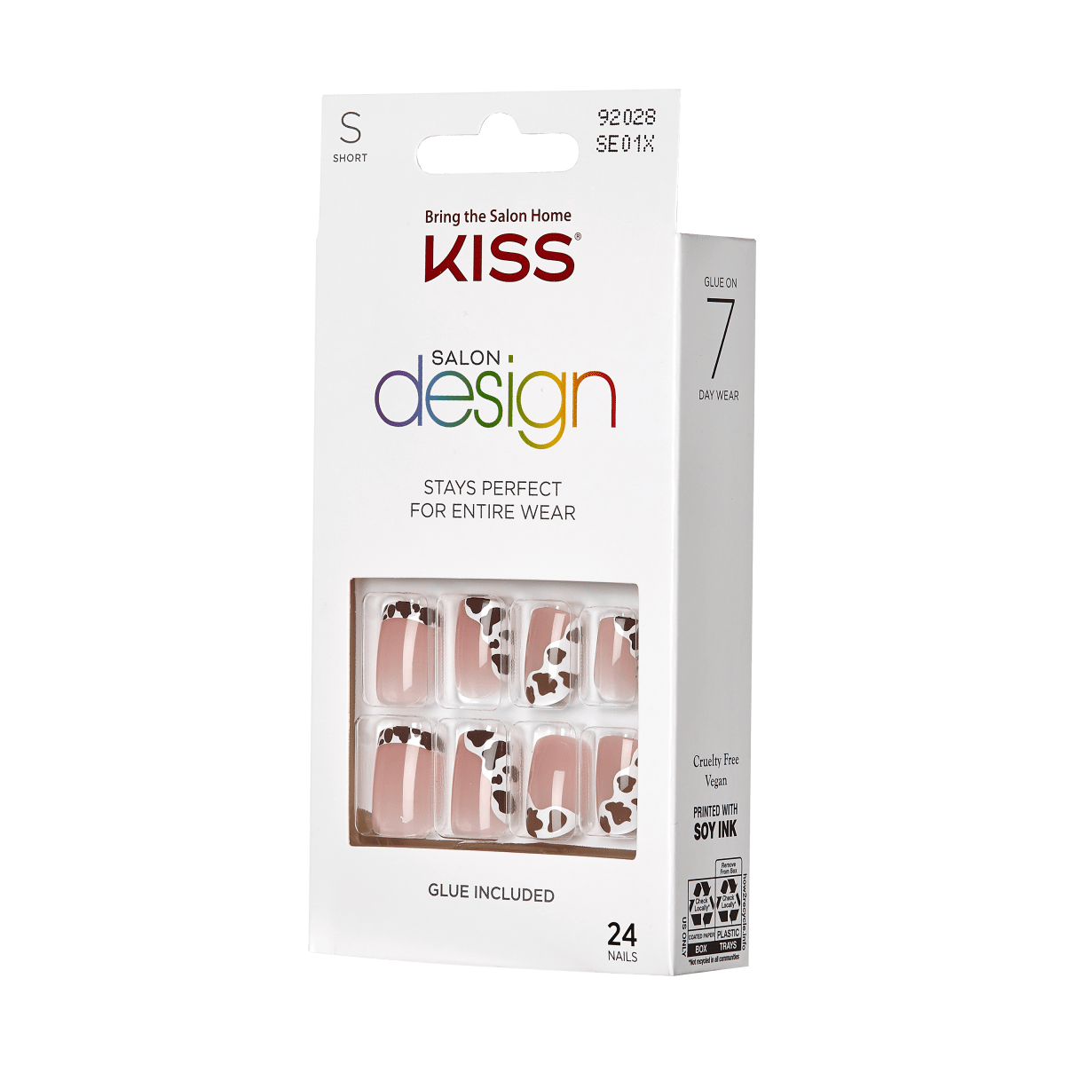 KISS Salon Design Press-On Nails, 'B Real', Brown, Short Square, 27 Ct ...