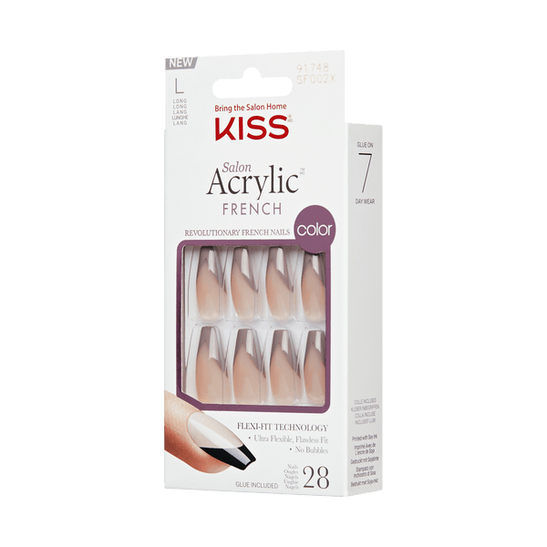 KISS Salon Acrylic, Press-On Nails, Sugar Rush, White, Med Square, 28c –  KISS USA