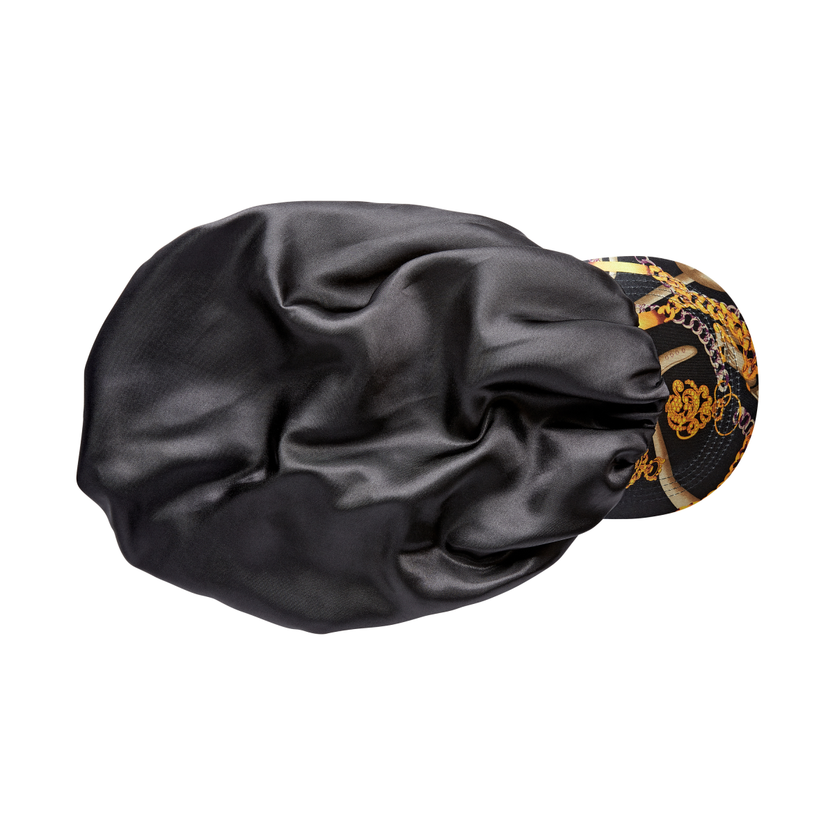 Silky Satin Visor Bonnet Cap - XL Black
