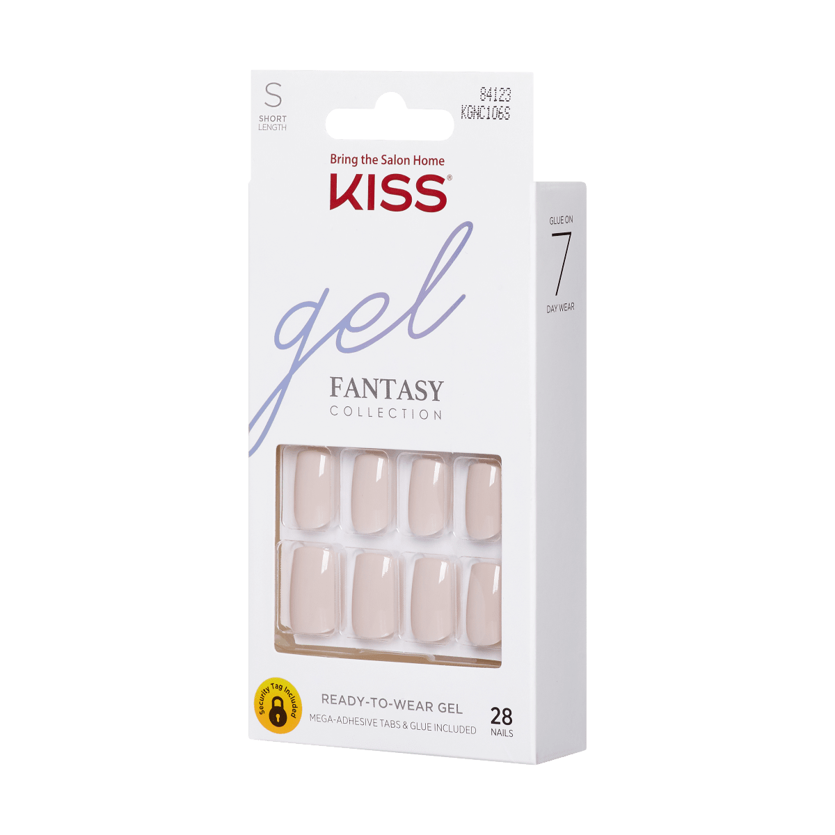 KISS Gel Fantasy, Press-On Nails, Here I Am, Beige, Short Squoval, 28ct