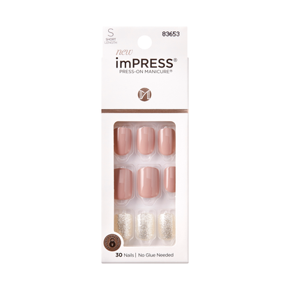 imPRESS Color Press-On Nails, No Glue Needed, Black, Short Square