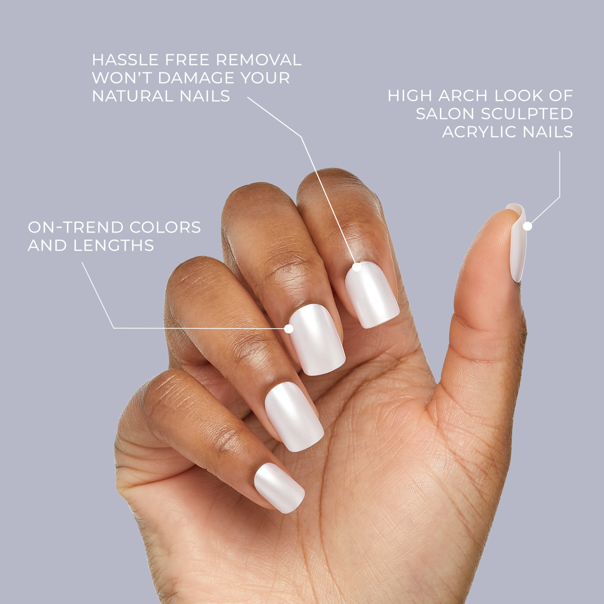 24 Square Medium White Press on Nails French Manicure Nude White tip c –  surethings.net
