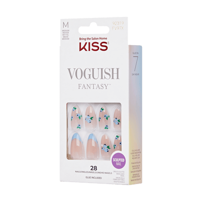 KISS Voguish Fantasy, Press-On Nails, Be You, Blue, Med Almond, 28ct