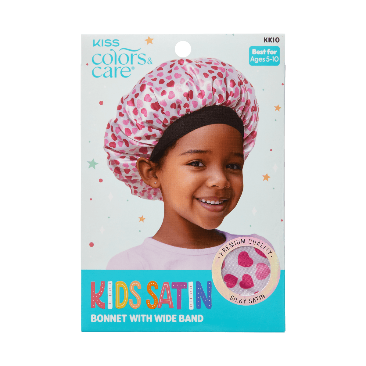 KISS Colors Care Kids Satin Wide Band Bonnet Red Hearts – KISS USA
