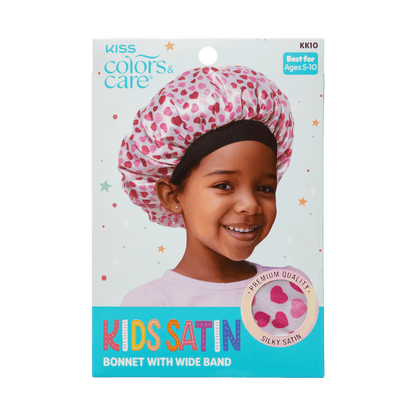 Kids Satin Bonnet Cap Heart Wide BandAges 5-10 - Image 2