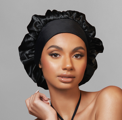 Satin Bonnet Cap Black ReversibleExtra-Large Double Wear - Image 4