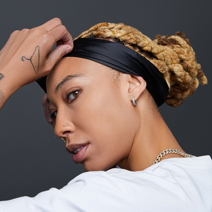 Silky Satin Edge Scarf Black 60"L x 4"W - Image 3