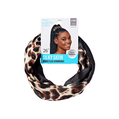 Wired Satin Scrunchie Set Black Leopard One Size - Image 2
