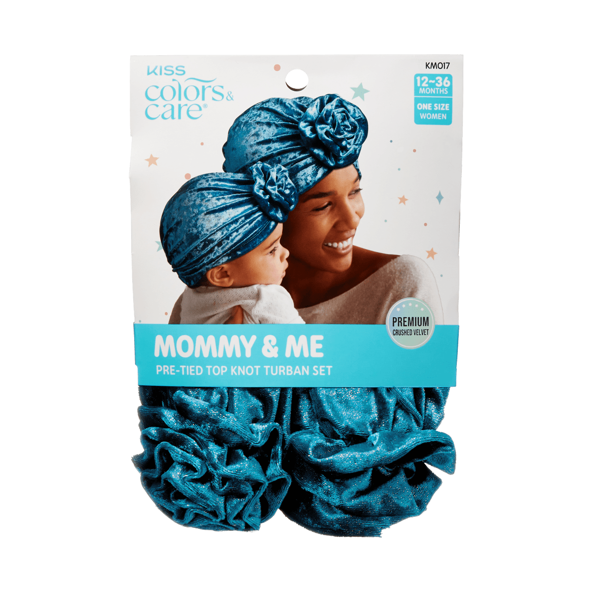 KISS Colors &amp; Care Mommy &amp; Me Pre-Tied Top Knot Turban Set – Blue