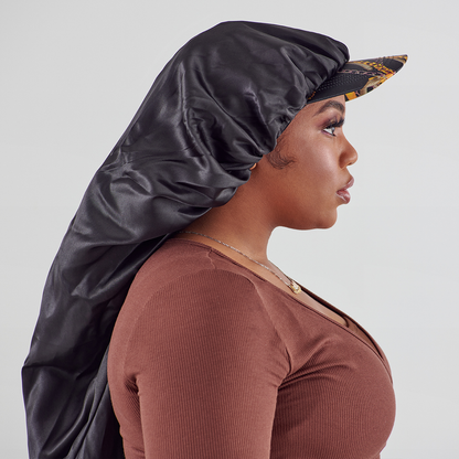 Visor Satin Hair Cap Braid Black - Image 4