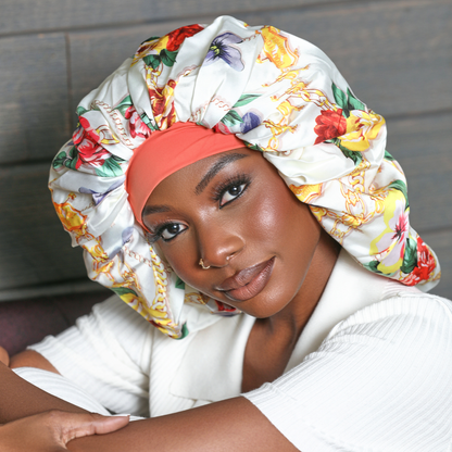 Satin Bonnet Cap Floral ReversibleSuper Jumbo - Image 3