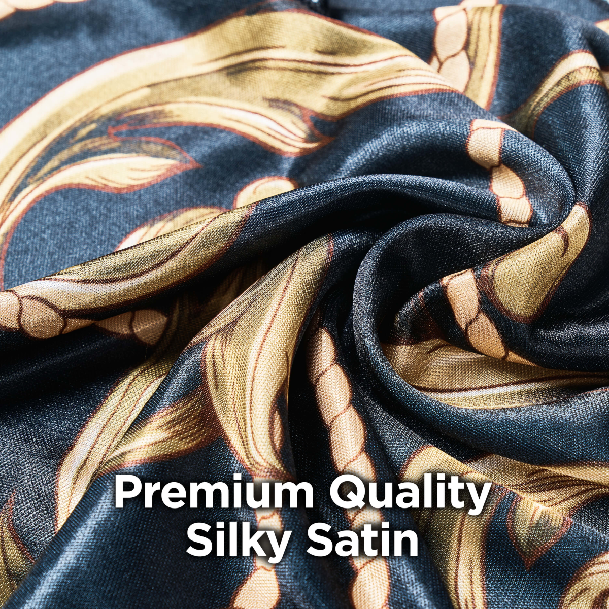 Power Wave Silky Satin Pattern Durag - Black/Gold