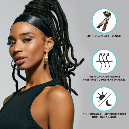 Silky Satin Edge Scarf Black 60"L x 4"W - Image 8