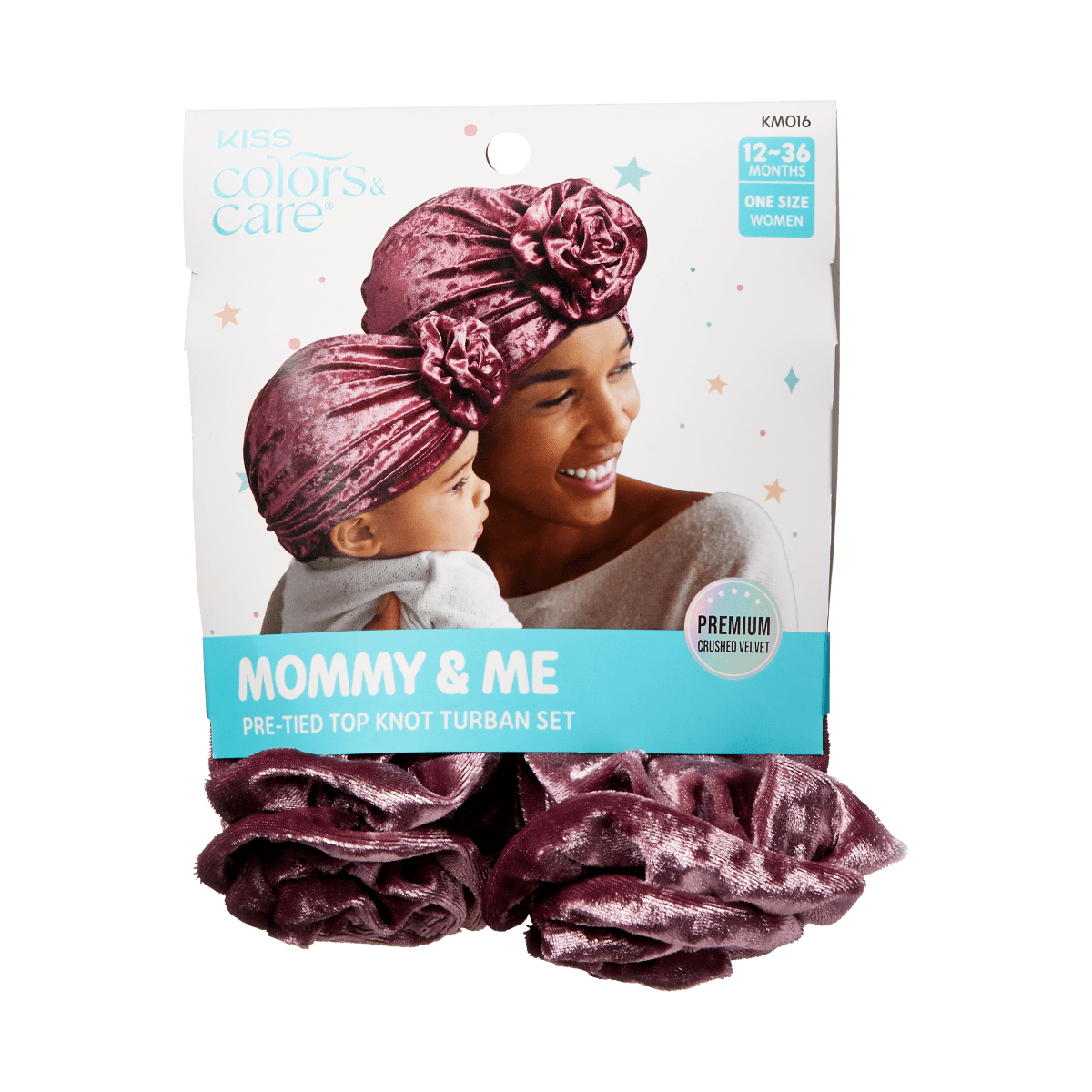 Mommy &amp; Me Crushed Velvet Pre-Tied Top Knot Turban Set - Berry