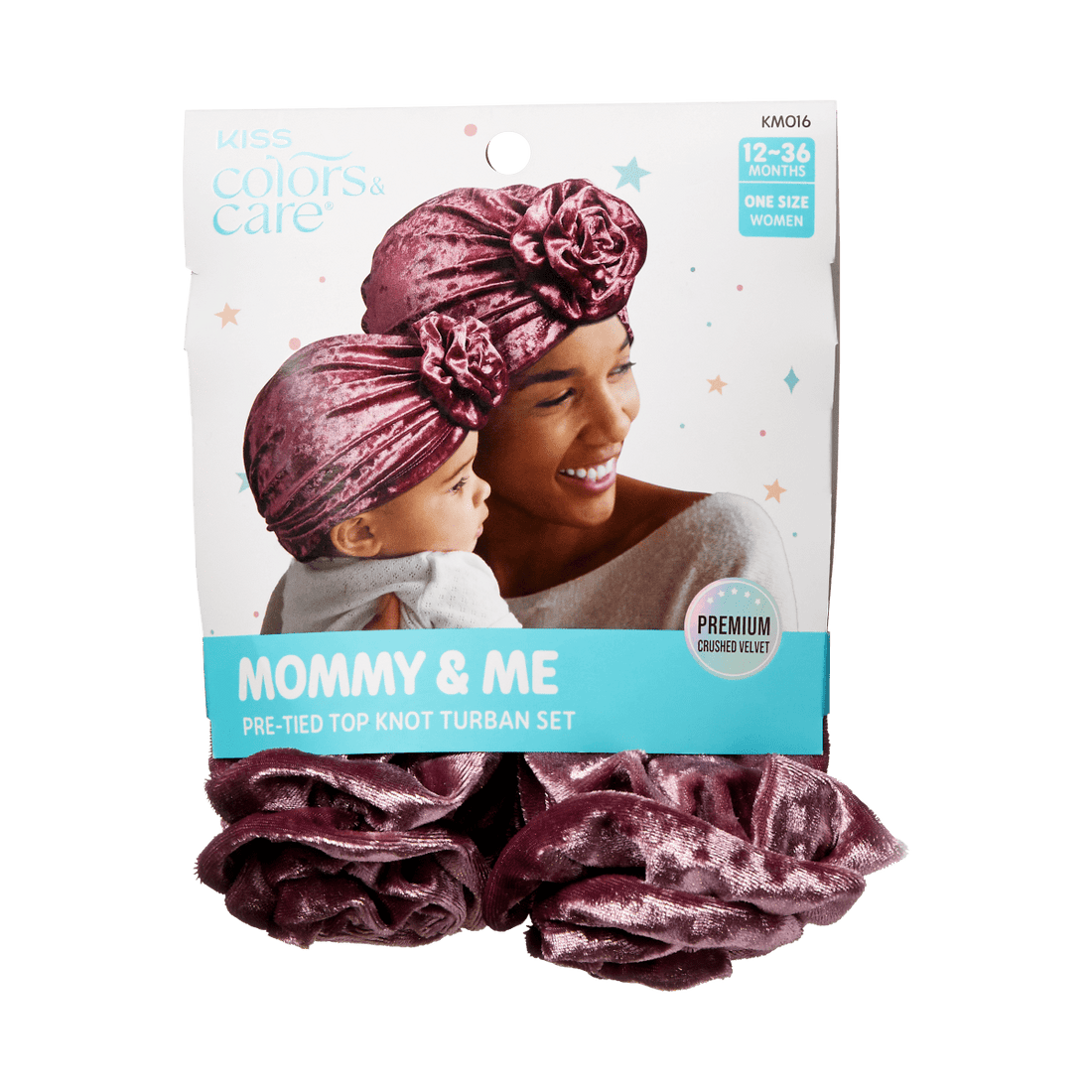 KISS Colors &amp; Care Mommy &amp; Me Pre-Tied Top Knot Turban Set - Berry