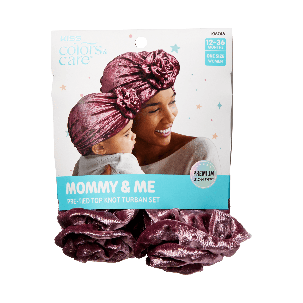 KISS Colors &amp; Care Mommy &amp; Me Pre-Tied Top Knot Turban Set - Berry