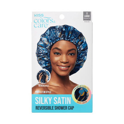 Satin Shower Cap Tropical ReversibleExtra-Large - Image 2