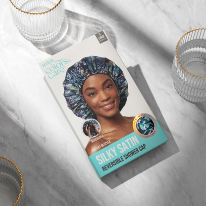 Satin Shower Cap Tropical ReversibleExtra-Large - Image 3