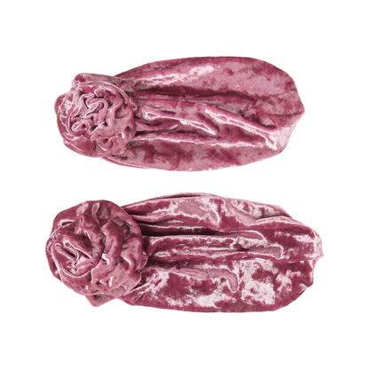 Pre-Tied Turban Set Berry Velvet Mom & Toddler2pcs. - Image 5