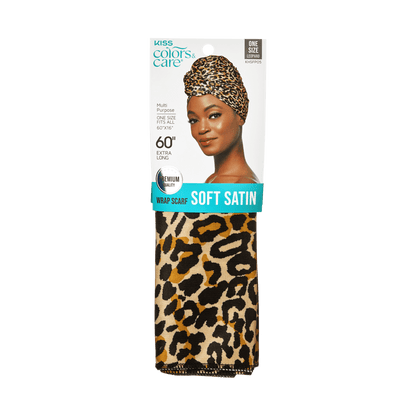 Soft Satin Wrap Scarf Leopard 60"L x 16"W - Image 2