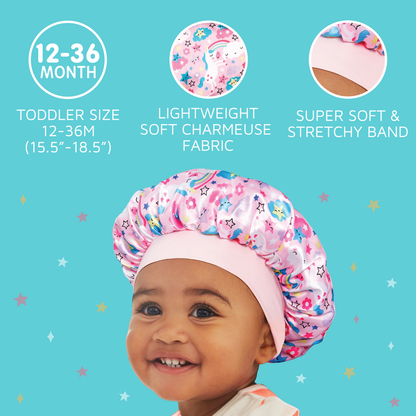 Toddler Hair Bonnet Cap Pink Unicorn 12-36 months - Image 8