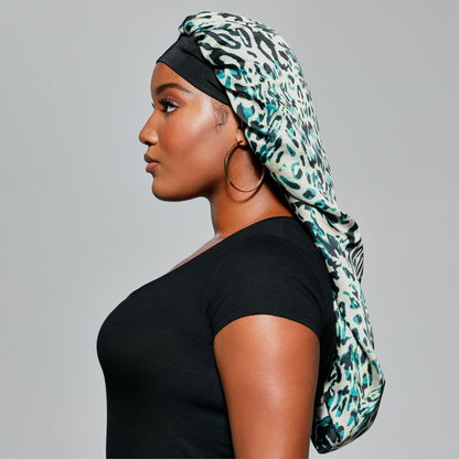 Braid Bonnet Cap Exotic Leopard Reversible24in Long - Image 3